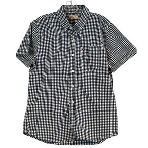 Hollister Mens Short Sleeve Gingham Button Down Shirt Navy Large Preppy Beach